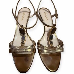 Prada Women's Sandals in Gold - Size 38